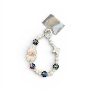 Stylish Beaded Phone Charm with Cute Labubu Character